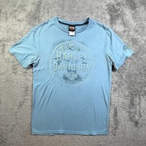 Harley Davidson Paradise Portland Oregon Mens Shirt M Blue Short Sleeve Crew Nk